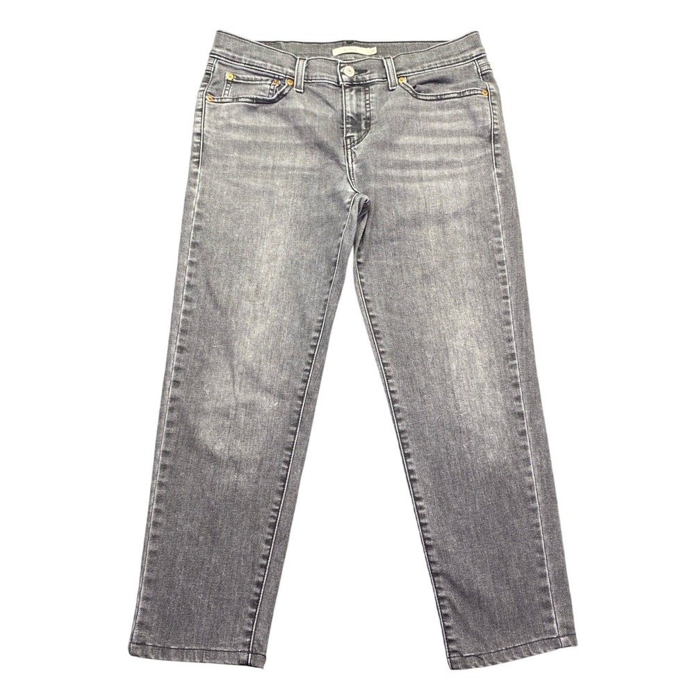 Levis Boyfriend Jeans Womens 28 Grey Mid Rise Cropped Denim Grunge Preppy Retro